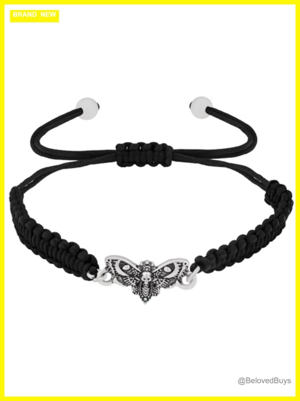 Skull Dead Moth Braided Bracelet Gothic Emo Punk Grunge Adjustable